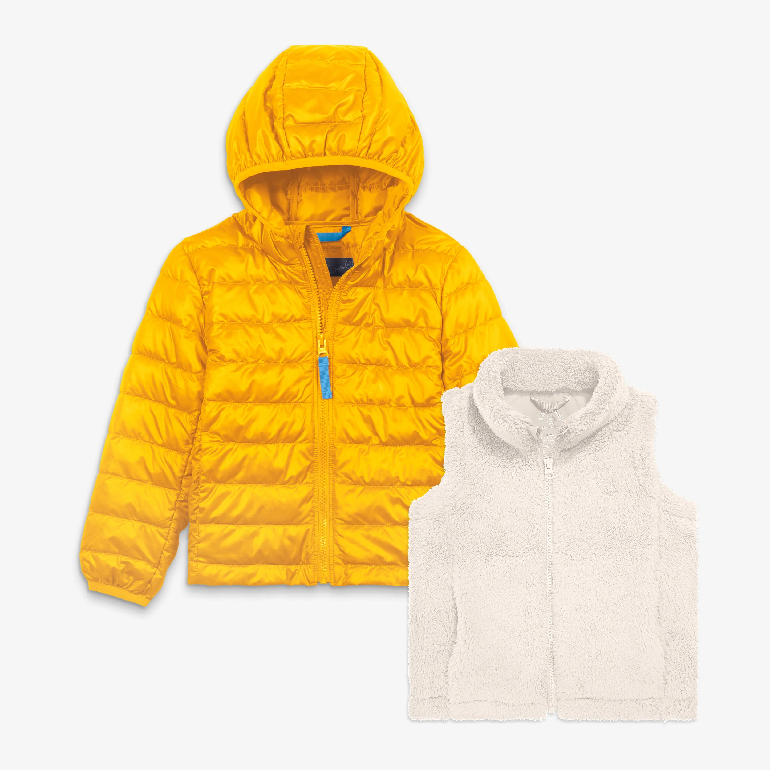 Kids lightweight puffer and vest bundle