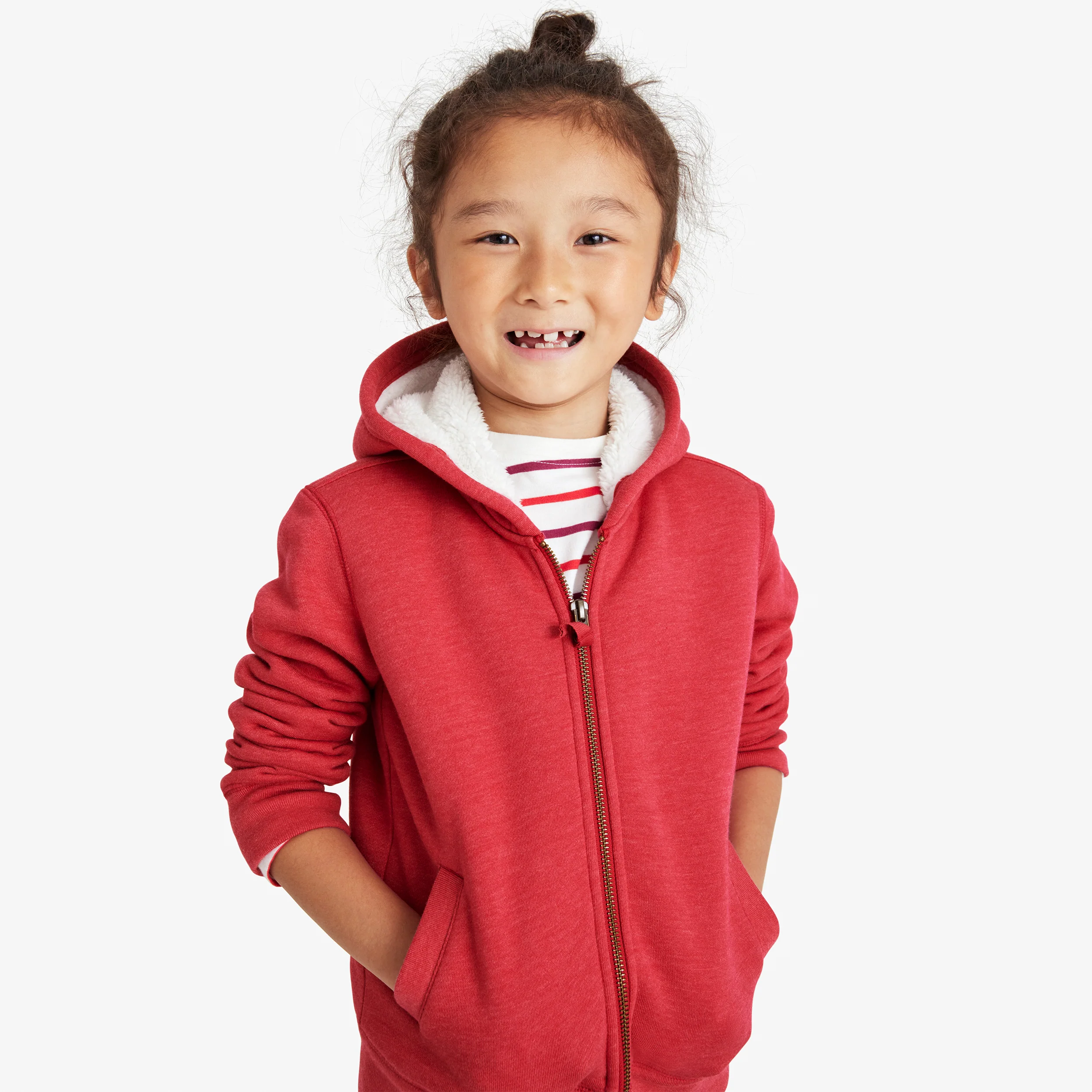 Kids teddy fleece-lined zip hoodie