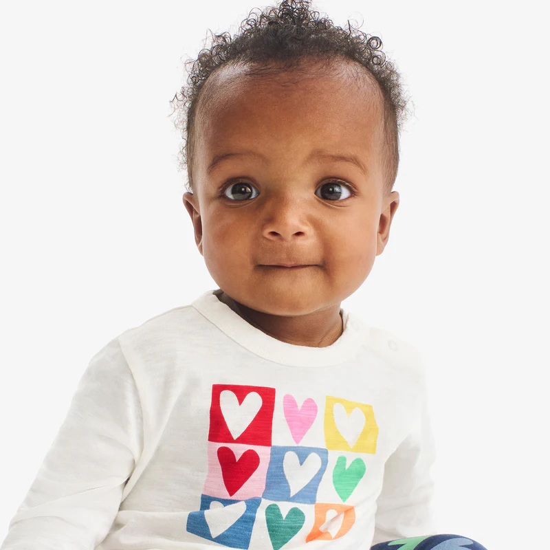Baby long sleeve rainbow candy hearts tee